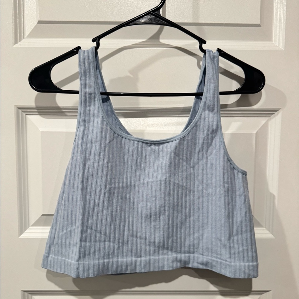 Light Blue Ribbed Crop Top